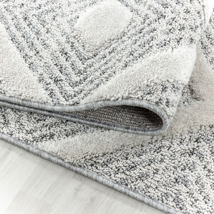 Carpetsale24 Scandinavisch vloerkleed 80x150 cm Crème Langpolig, Boheems 3D-design, Zacht en comfortabel
