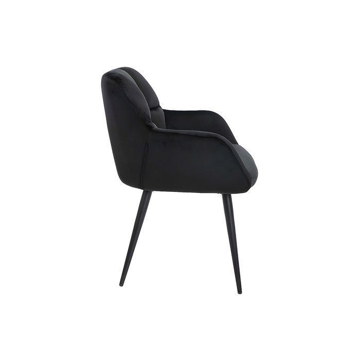 Set di 2 sedie con braccioli - Velluto e metallo - Nero - PEGA