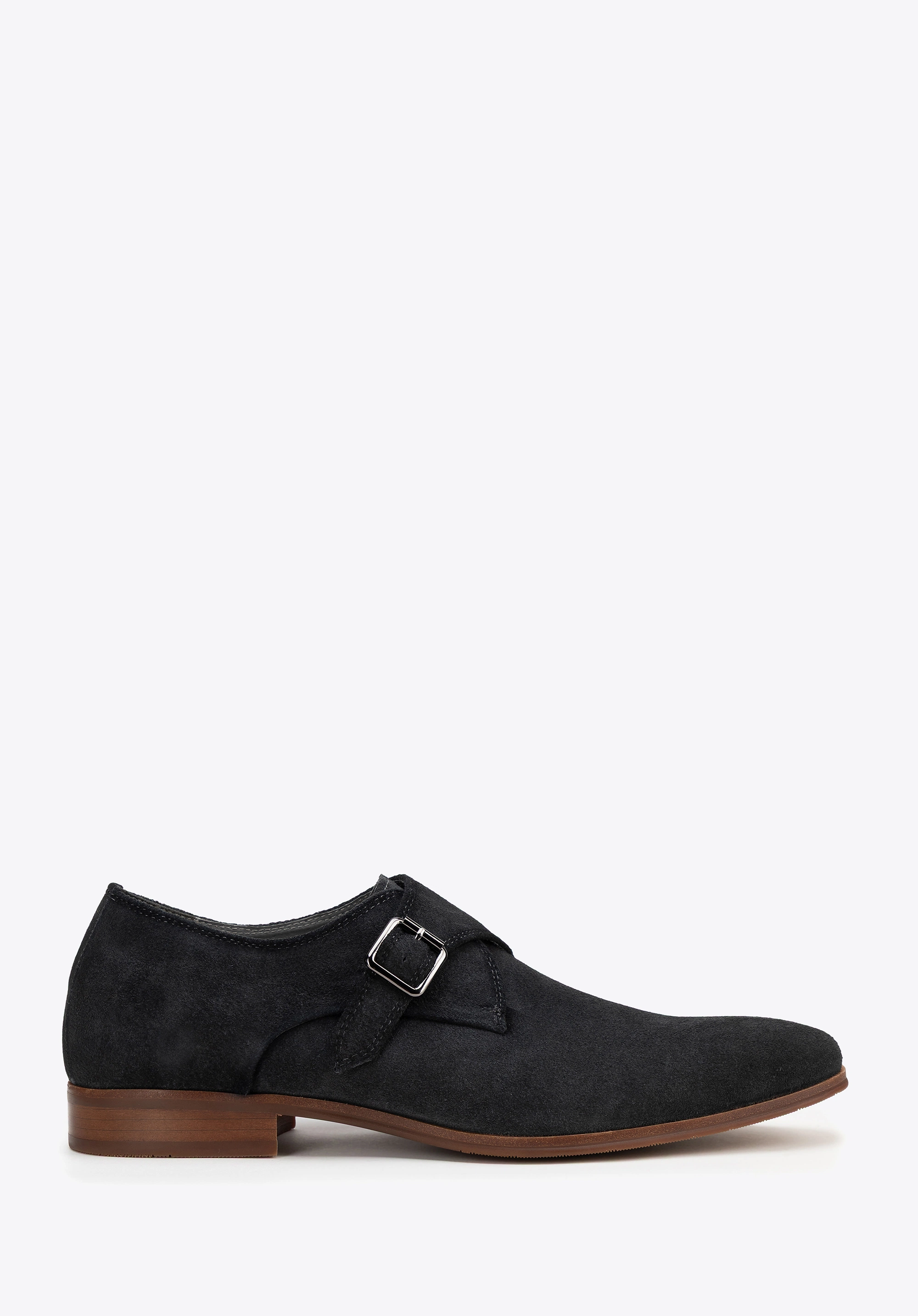 Męskie buty monki ze skóry zamszowej ciemny szary