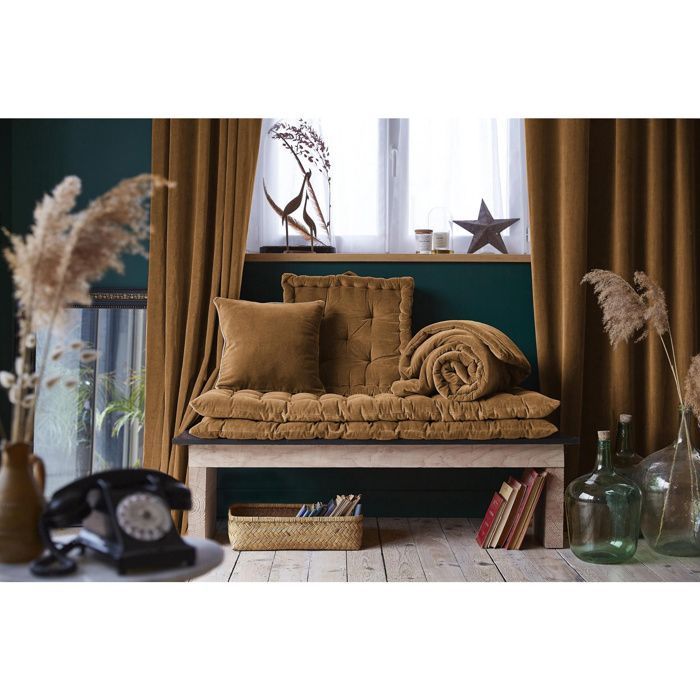 Floor mattress 60 x 120 cm cotton velvet Caesar camel brown