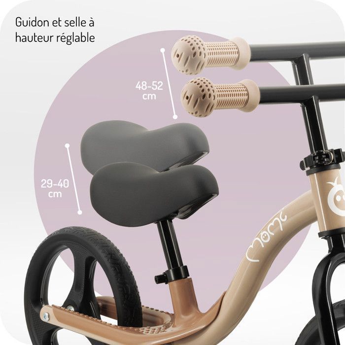 Loopfiets - MOMI - ISOKA - 25 cm LED - Verstelbaar zonder gereedschap - 2+ jaar - Beige