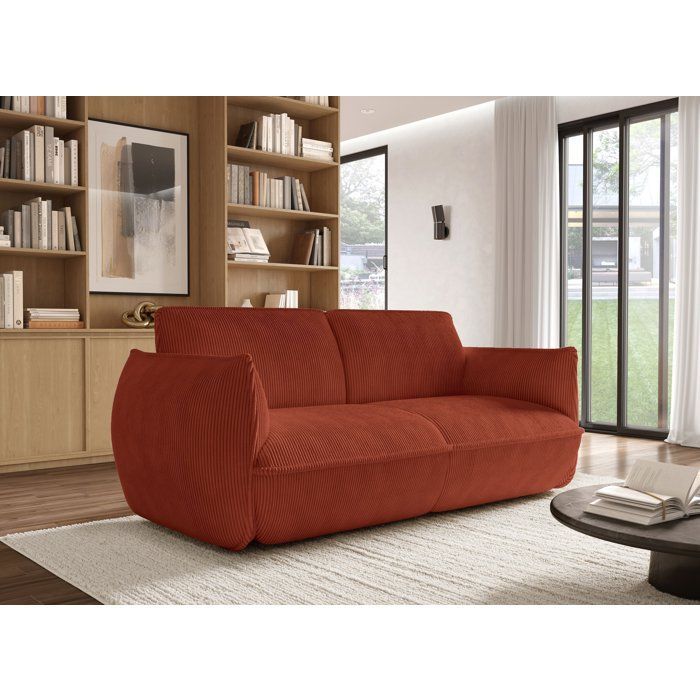 Fixed sofa - 3-seater - SOFFIO - Terracotta fabric - 220 x 98 x 83 cm