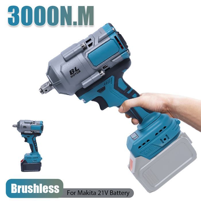 Avvitatore a impulsi elettrico senza fili, coppia di 3000 Nm, velocità variabile, ideale per riparazioni domestiche e progetti fai da te.