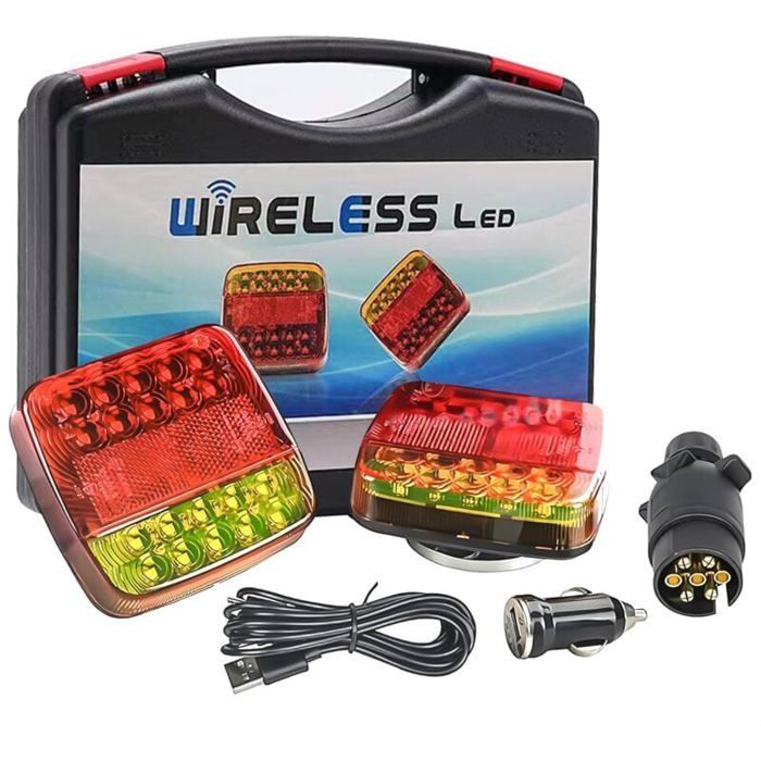 Kit de 2 luces LED magnéticas inalámbricas, iluminación para remolques - Luz trasera LED magnética, luz trasera para camión y remolque