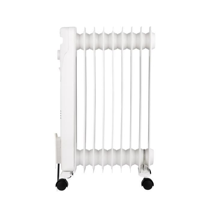 Radiador eléctrico de aceite - 2000 vatios - OCEANIC - 3 niveles de potencia - 9 elementos - Portátil - Blanco