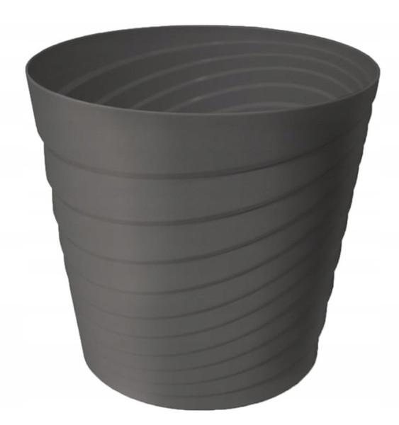 Osłonka plastikowa antracyt ozdobna na kwiaty 14x12,8 cm