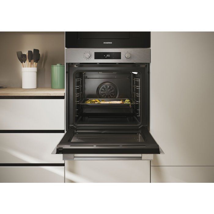 Horno empotrable - Pirólisis + Hidrólisis - ROSIERES - RO6 C5AB3EYTX - Acero inoxidable / Negro - Puerta fría - 78L - AirFry