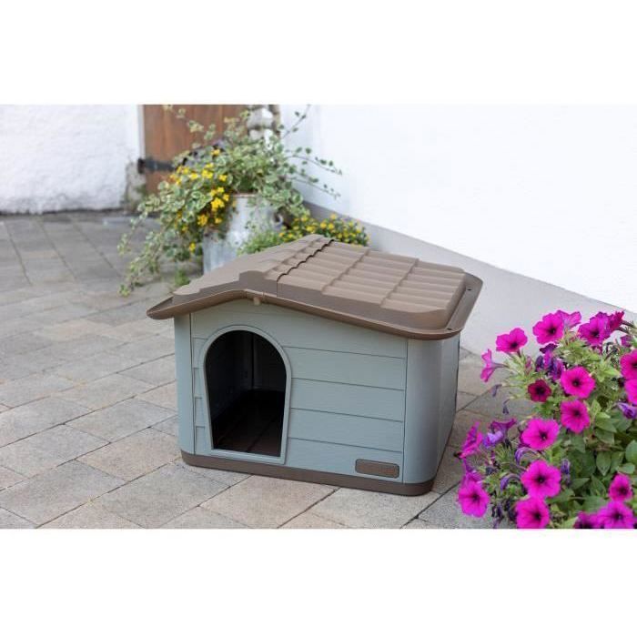KERBL - Caseta para gatos de exterior - 60 x 51 x 41 cm - Gris y marrón - Plástico