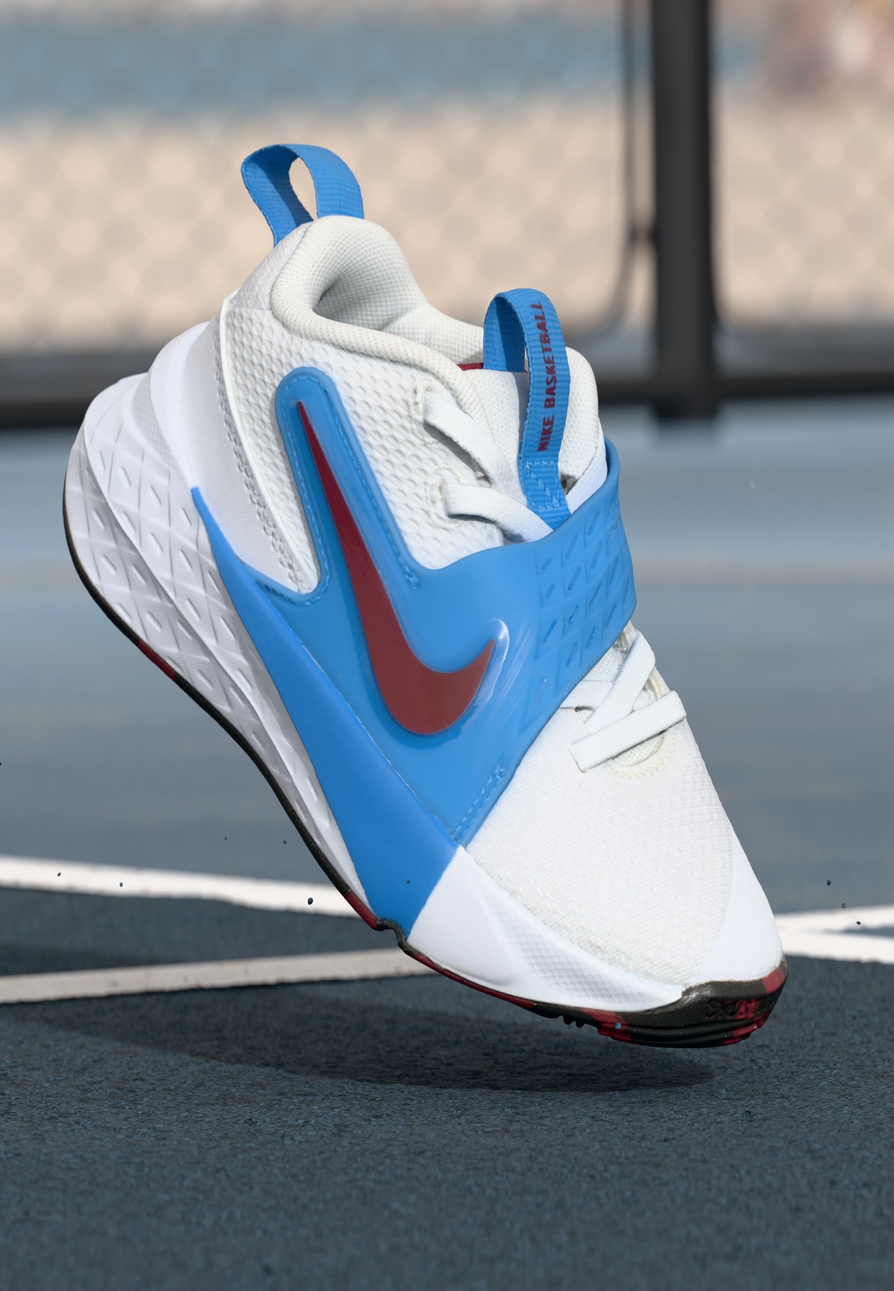 Nike Performance TEAM HUSTLE UNISEX - Basketbalschoenen - wit/teamrood/universiteitsblauw/zwart