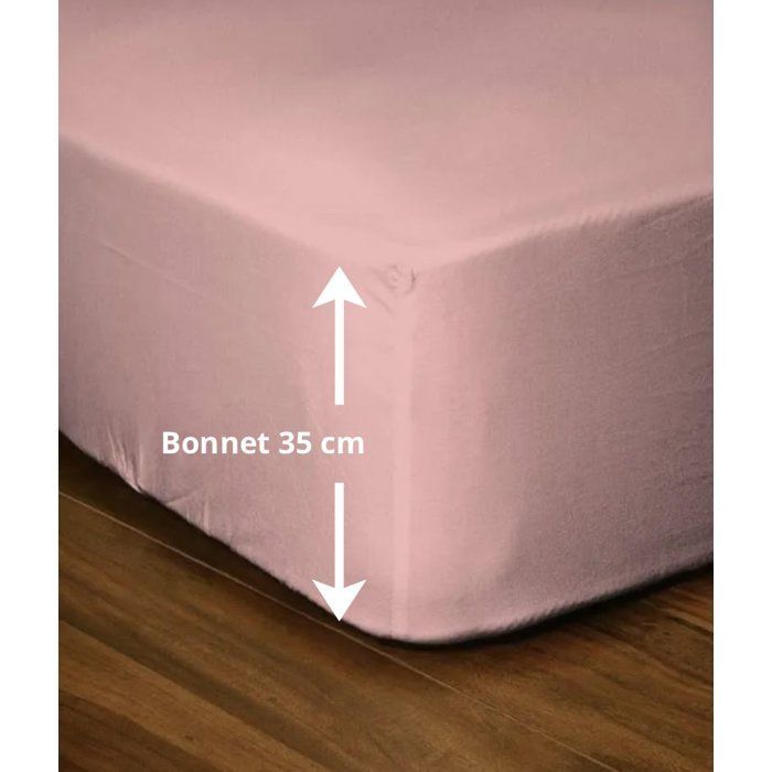 Drap-housse - LOVELY HOME - LH71624 - 160x200+35 cm - Rose