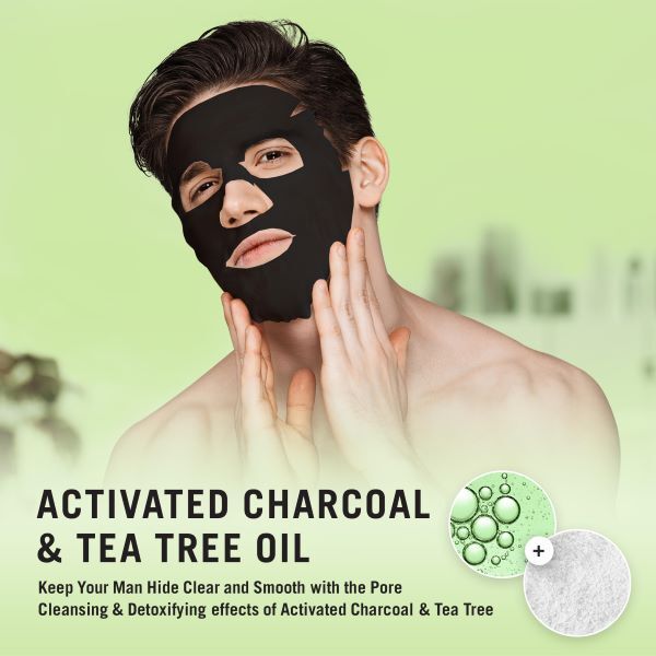 Fuss Free Naturals Houtskool Gezichtsmasker voor Mannen, Gladgeschoren