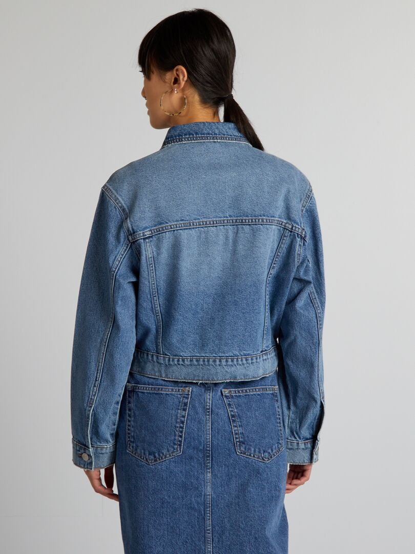 Jaqueta jeans curta - AZUL