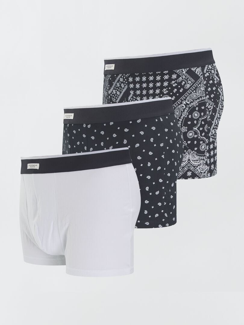 Conjunto de 3 cuecas boxer de algodão - PRETAS