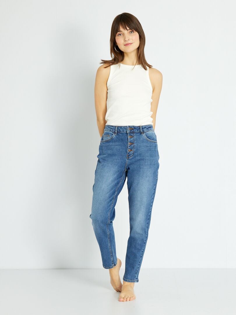 Zeer hooggetailleerde mom jeans - Maat 34 - Blauw