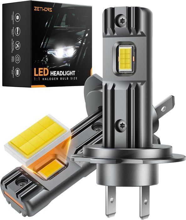 2 bombillas H7 para faros delanteros de coche, 16 chips CSP-60W, 14000LM, 6000K, para luces altas y bajas, mini LED H7 Plug and Play.
