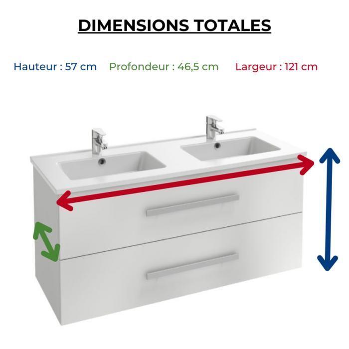 JACOB DELAFON Mueble de baño doble Ola up de 120 cm + columna de baño blanca