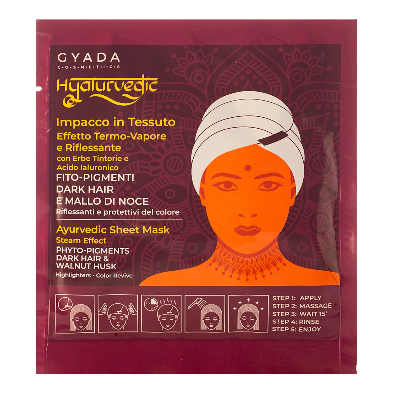 Hyalurvedic Impacco Ayurvedico In Tessuto Riflessante Dark Hair - Maschera Protezione Colore Capelli
