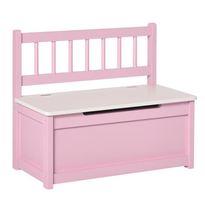 Children's toy chest/storage bench - HOMCOM - 2 in 1, hinged lid, safety hinges - 60 x 30 x 50 cm - pink