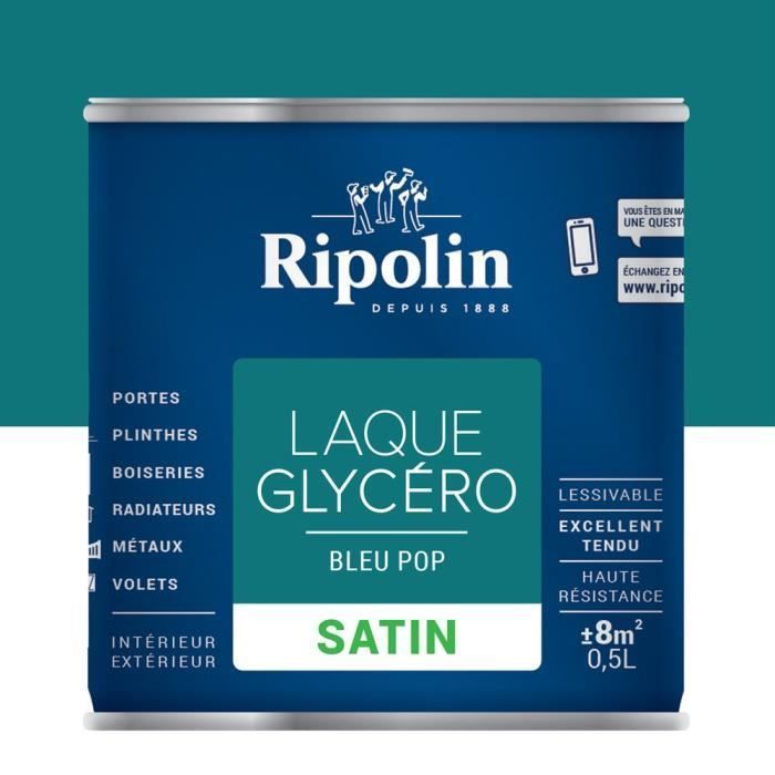 RIPOLIN Glycero-Dekorlack für den Innen- und Außenbereich – Pop Blue Satin, 0,5 l