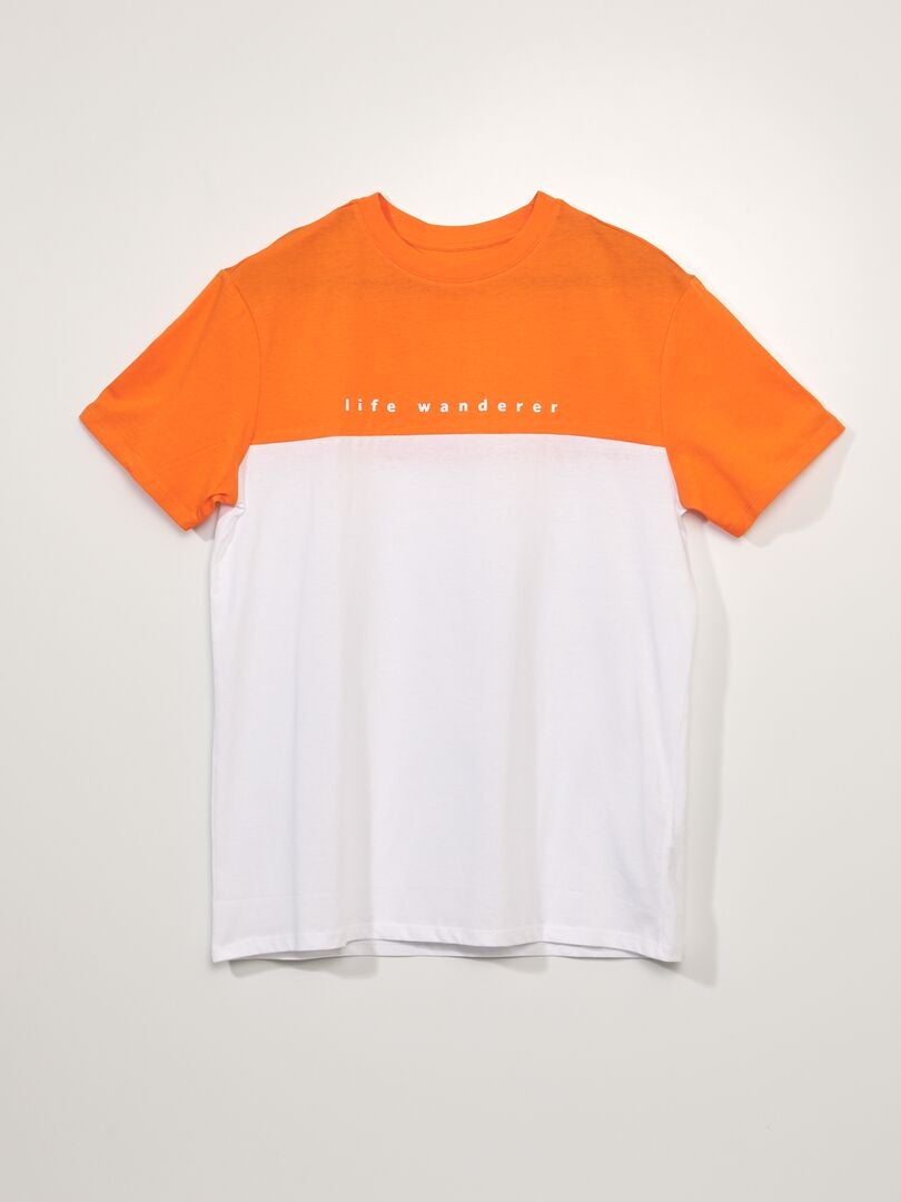 Camiseta de punto bicolor - NARANJA