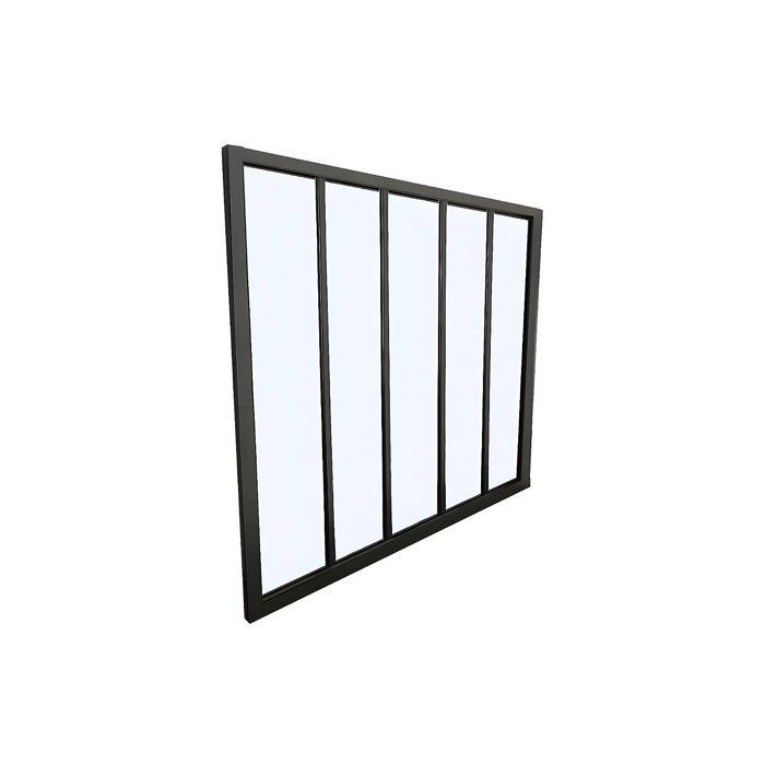 Techo de cristal de aluminio con recubrimiento en polvo, estilo taller - 150x105 cm - Negro - BAYVIEW