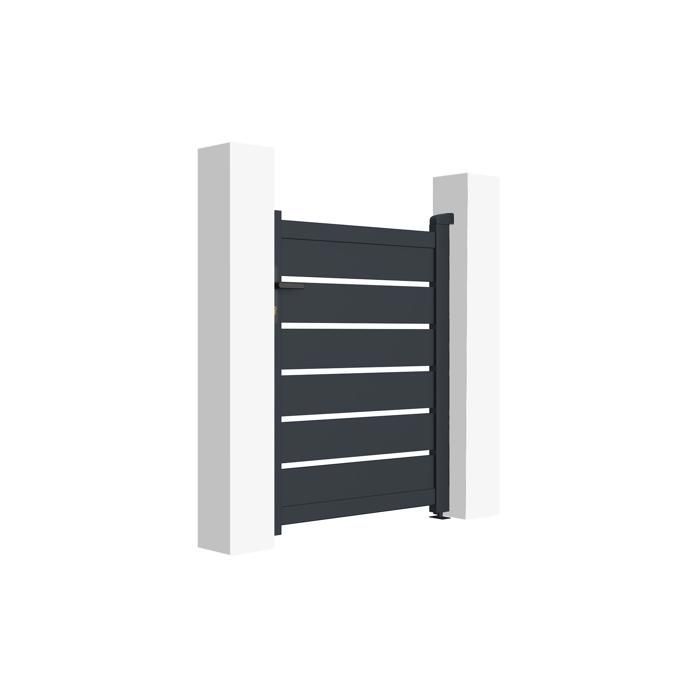 Puerta y postes - Casanoov - VOGEL - 1 m de altura (125 cm) - Gris - Aluminio / 2 postes EIFEL de altura (166 cm)