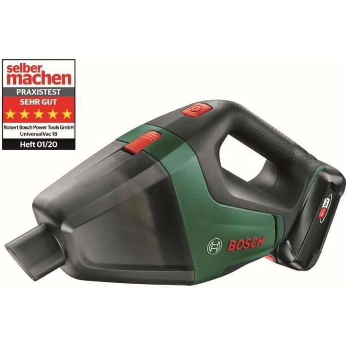 Aspiradora de mano inalámbrica Bosch UniversalVac18 - CONJUNTO con 1 batería de 2,5 Ah