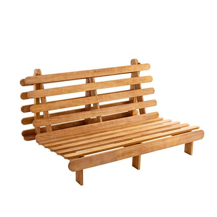 Futon frame 160x200 cm in natural solid wood - Natural wood - Terre de Nuit