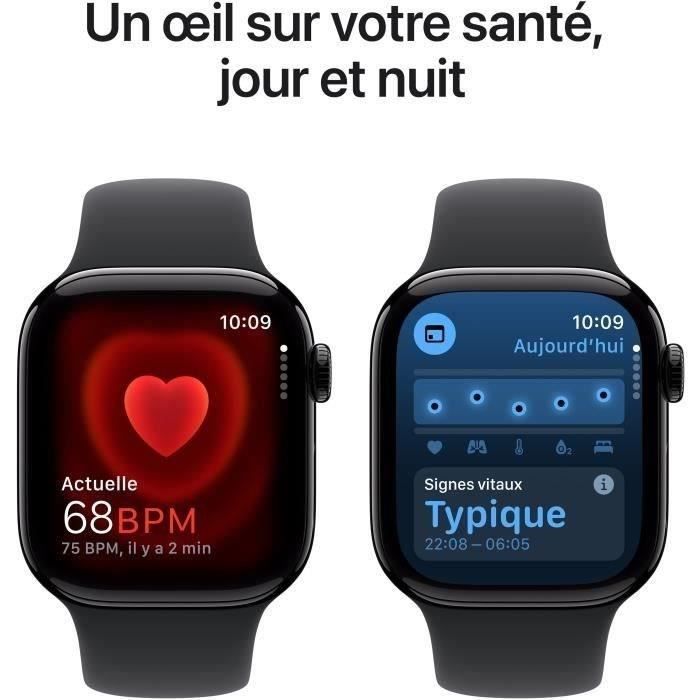 Apple Watch Series 10 GPS - 42 mm - Aluminio negro azabache - Correa negra S/M (2024) - Reacondicionado - Excelente estado
