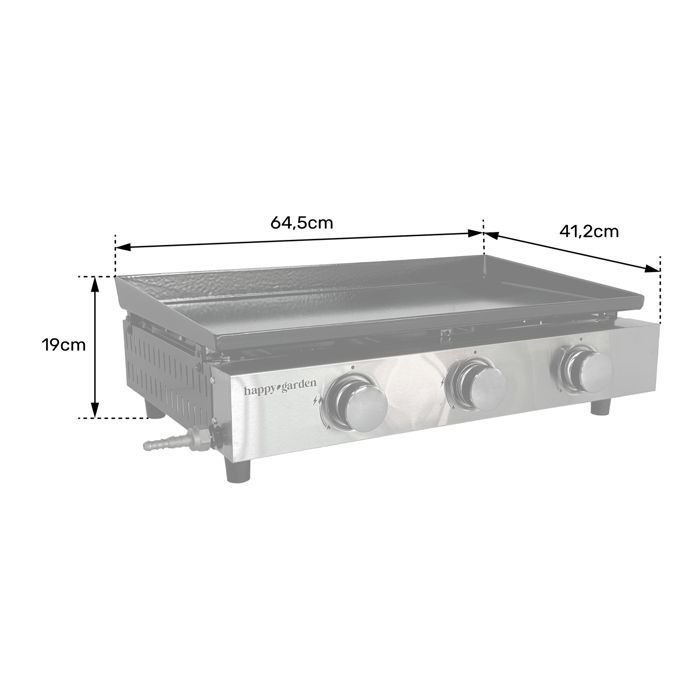 Plancha au gaz MÉRIDA 3 brûleurs 6 kW
