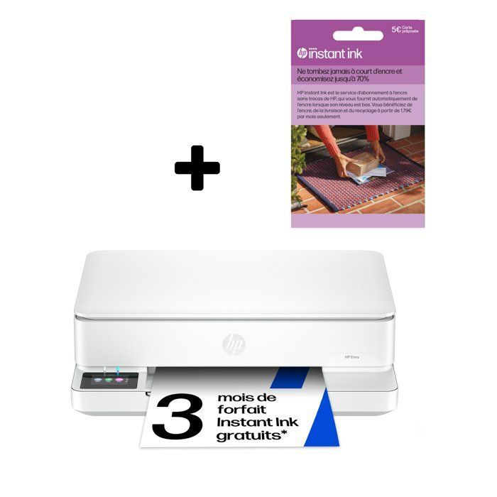 Imprimante tout-en-un HP Envy 6110e jet d'encre couleur + Carte Instant Ink