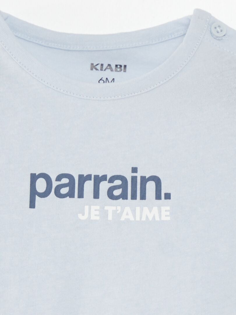 T-shirt met korte mouwen en opdruk - BLAUW