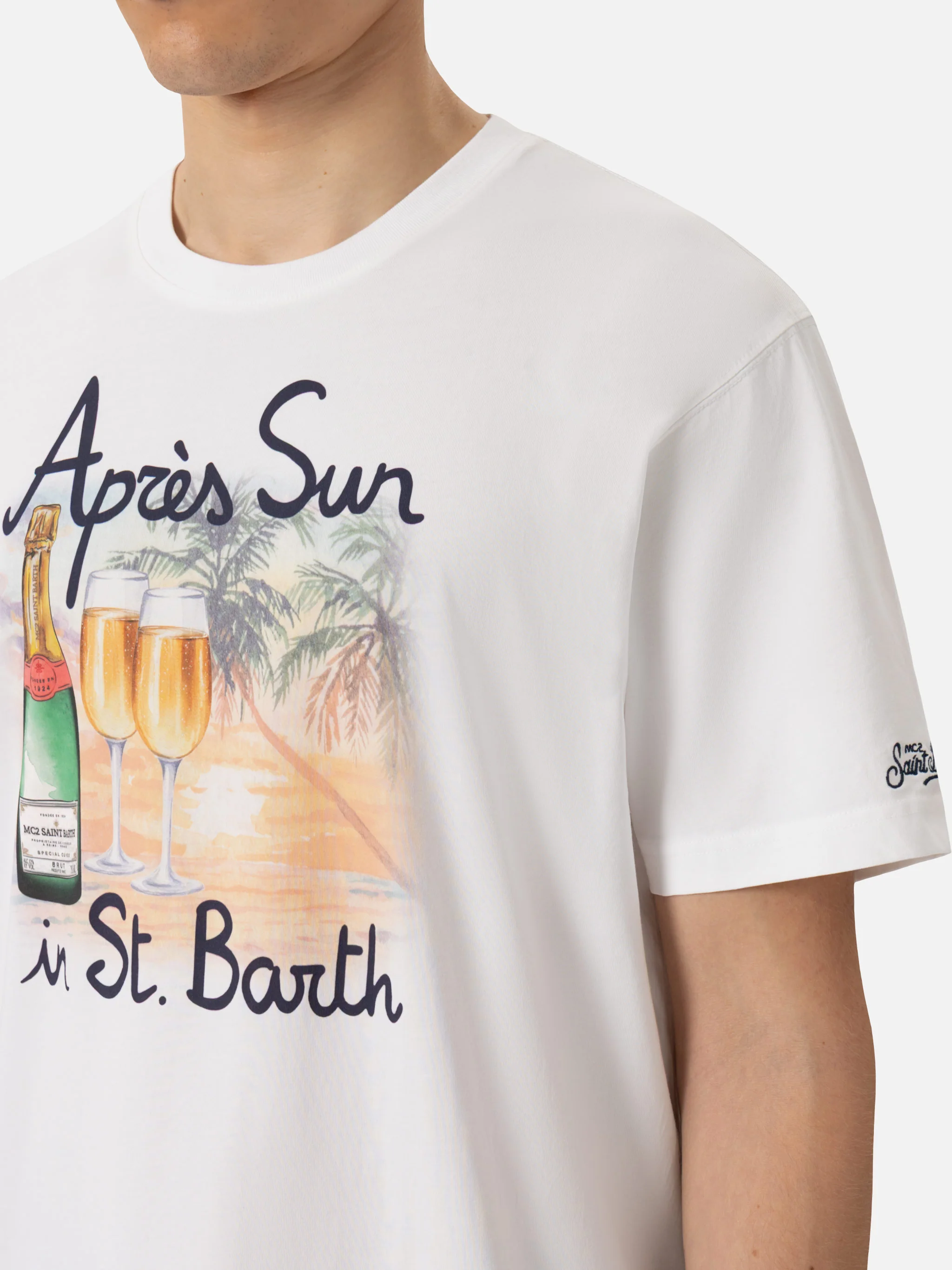 T-shirt Man van katoen met Après Sun-print in St. Barth