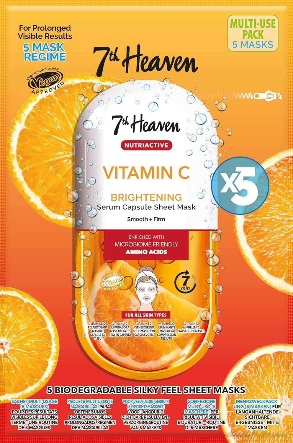Šviesinamųjų veido kaukių rinkinys su vitaminu C Veido kaukės