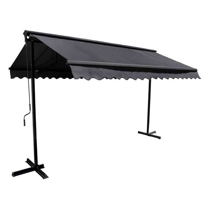 Oviala 3x3m double-sloped awning kit with 4 grey weighted slabs