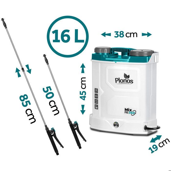 Pulvérisateur à batterie avec mélangeur - JANSHOP - Plonos PL-603 - 16L - Mélangeur intégré - Autonomie 9h