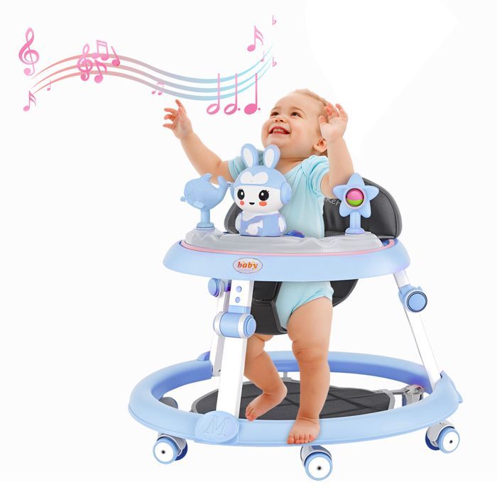 Trotteur bébé évolutif musical  - CREMLANK - 6 à 18 mois - Réglage du coussin à 5 niveaux - 20X52CM - Plastique