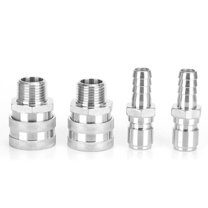 4pcs G12in connecteur rapide, fil adaptateur en acier inoxydable connecteur rapide raccord pour brassage de bière à la maison