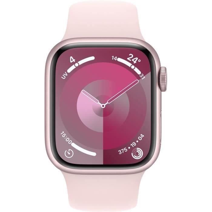 Apple Watch Series 9 GPS - 41 mm - Caja de aluminio rosa - Correa deportiva rosa claro - M (2023) - Reacondicionado - Excelente