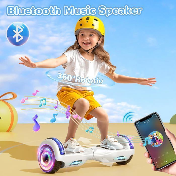 Hoverboard, patinete eléctrico autoequilibrado de 6,5 pulgadas con Bluetooth, ruedas y luces LED para niños y adultos.