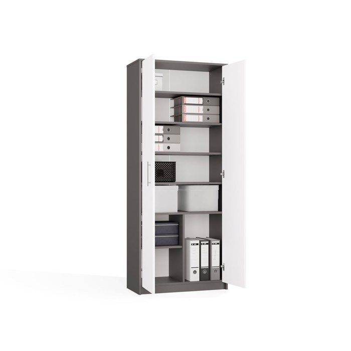 PARLA - Armario de 6 estantes - 180x74x35cm - Mueble de almacenamiento - Roble y blanco