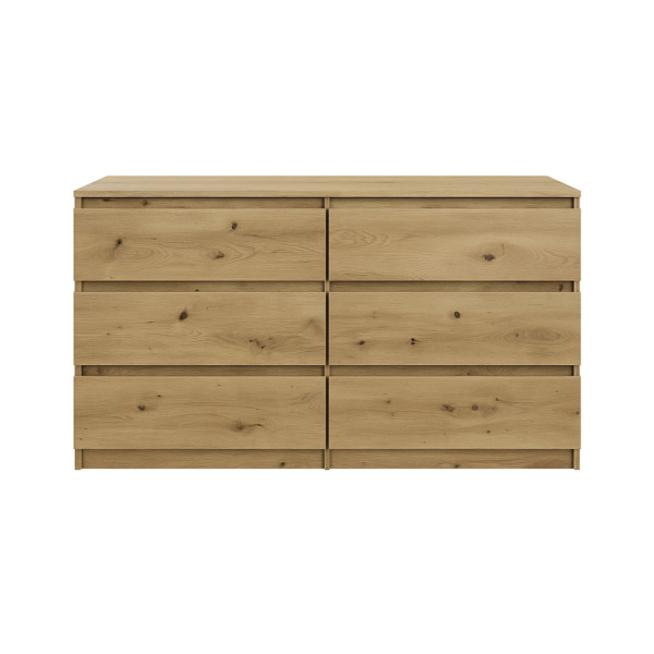 Komoda BASIC 6 szuflad – Dąb Artisan | 140x75x40 cm