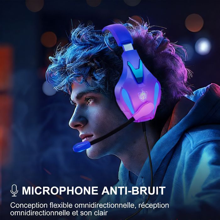 Casque Gaming PC/PS4/PS5/Mac/Switch avec Micro, Casque Gamer Antibruit avec Prise Jack 3,5 mm