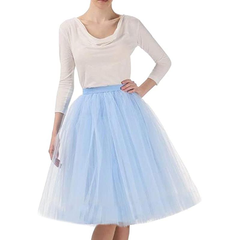 Jupe de bal courte trapèze en tulle, longueur genou, style tutu, pour femme