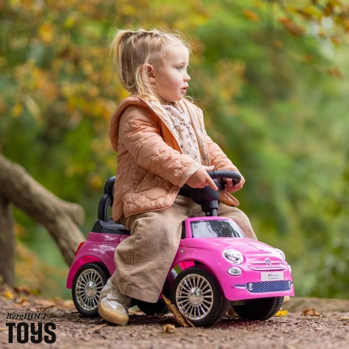 Fiat 500 giocattolo cavalcabile - Auto per bambini con licenza ufficiale, adatta a bambini da 1 a 3 anni - Rosa - Clacson e bagagliaio - Ausilio per camminare