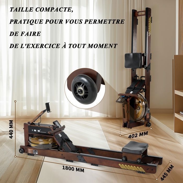 Foldable Water Rowing Machine - ISE - SY-2023 - LCD Screen - Water Resistance - App Connected