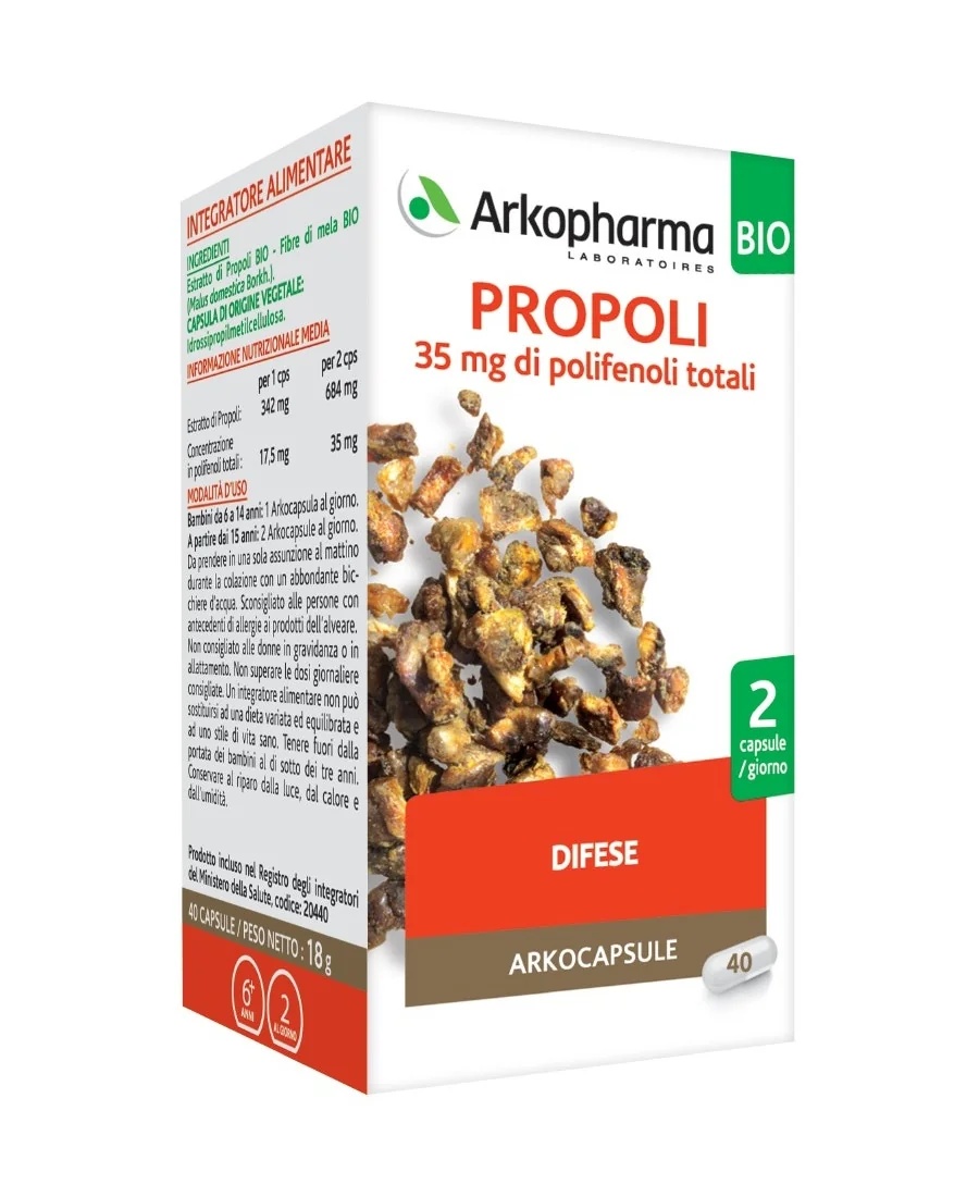 ARKOPHARMA Arkopharma Propolis Bio 40 kapslit Immuunsüsteemi tugevdav toidulisand