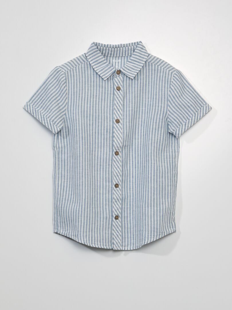Camisa de manga corta a rayas - BLANCA
