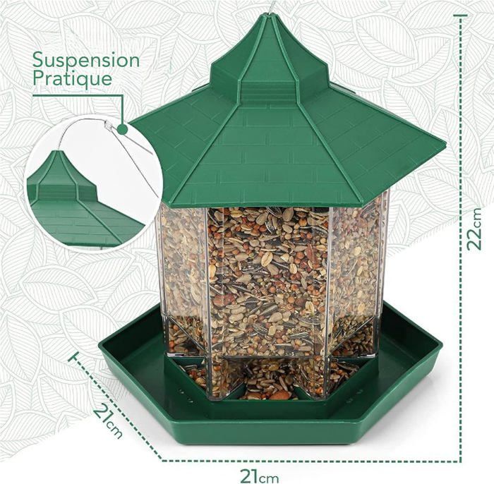 Mangeoire à Oiseaux Exterieur Suspendue - Imperméable - Mangeoire Oiseaux Exterieur avec Distributeur Graines