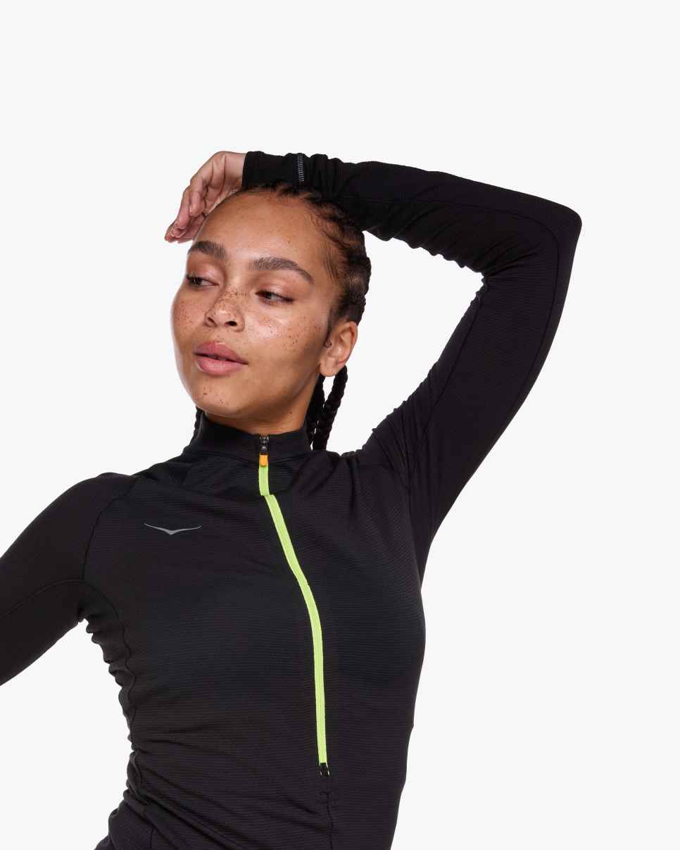 HOKA BaseZip shirt met lange mouwen, zwart